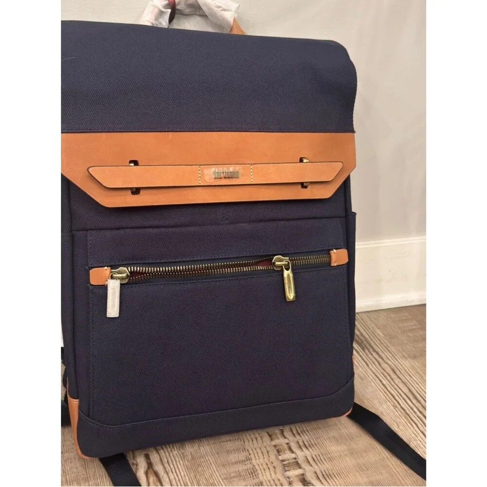 Hartmann Classic Navy Canvas Backpack  Trim Classic Navy Canvas Tan Leather Trim